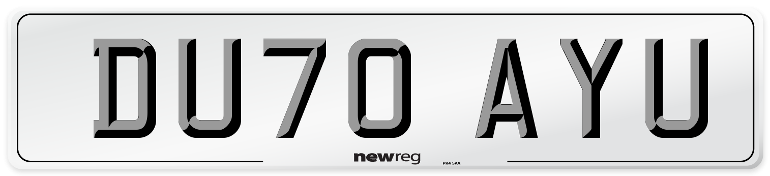 DU70 AYU Number Plate from New Reg